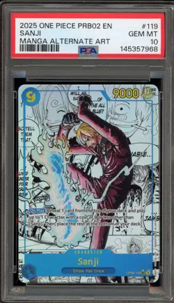 One Piece CCG Sanji PRB02 Manga Alternate Art OP06-119 PSA 10 Gem Mint - Image 1