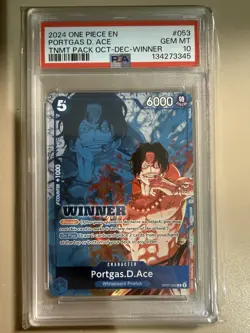 One Piece 2024 Portgas D. Ace OP07-053 Tournament Pack Oct-Dec Winner PSA 10 - Image 3