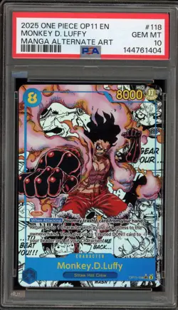 One Piece CCG Monkey.D.Luffy Manga Alternate Art OP11-118 PSA 10 Gem Mint - Image 1