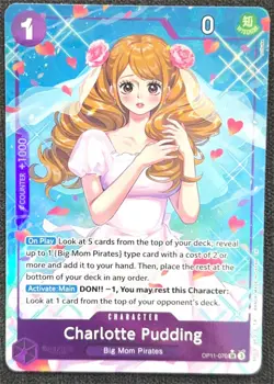 Bandai One Piece CCG Charlotte Pudding Alt Art Foil Super Rare OP11-070 - Image 1