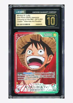 One Piece CGC 10 PRISTINE Monkey D Luffy L Alt Art 2025 OP13-001 OP13 Japanese - Image 1