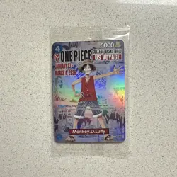 Bandai One Piece CCG Monkey D. Luffy US Voyage Promo Full Art Holo Card P-055 - Image 1