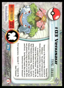 Pokemon Cards Venusaur #3 Topps Trading Cards Series 1 LP *1 - Image 2