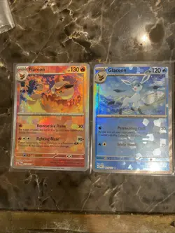 Pokemon TCG Prismatic Evolutions Flareon And Glaceon Pokeball Holo Cards NM - Image 1
