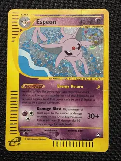 Pokemon TCG Espeon Aquapolis Holo Rare H9/H32 Vintage Wotc Card HP Damaged - Image 1