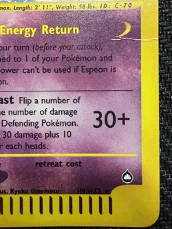 Pokemon TCG Espeon Aquapolis Holo Rare H9/H32 Vintage Wotc Card HP Damaged - Image 4
