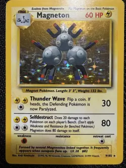 Pokemon TCG Magneton Base Set Holo Unlimited Rare Card 9/102 WOTC - Image 1