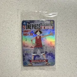 Bandai One Piece CCG Monkey D. Luffy US Voyage Promo Full Art Holo Card - Image 1