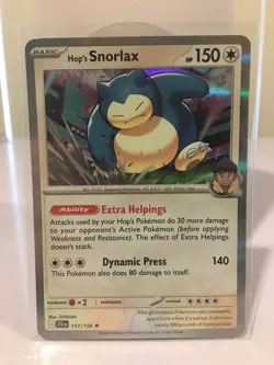 Hop’s Snorlax 117/159 Holo Pokemon TCG 2025! Near Mint! Extra Cards! Read Desc! - Image 1