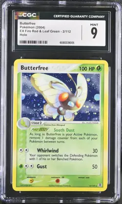 CGC 9 MINT Butterfree EX Fire Red & Leaf Green 2/112 Holo SWIRL Pokemon Card - Image 1
