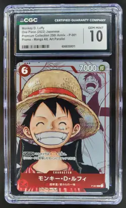 2022 ONE PIECE CCG JAPANESE MONKEY D. LUFFY MANGA ALT ART P-001 CGC 10 C PT - Image 1