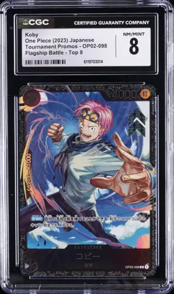 2023 ONE PIECE JPN TOURNAMENT PROMOS FLAGSHIP BATTLE TOP 8 KOBY CGC 8 - Image 1