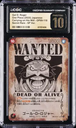 2025 ONE PIECE JPN #OP09-118 GOL D. ROGER CGC 10 PRISTINE - Image 1