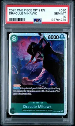 2025 ONE PIECE OP12-LEGACY OF THE MASTER #030 DRACULE MIHAWK PSA 10 - Image 1