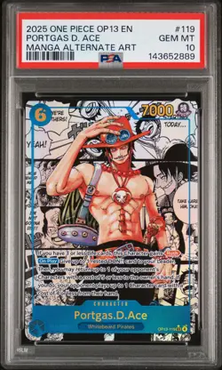 2025 ONE PIECE MANGA ALTERNATE ART OP13-119 PORTGAS D. ACE PSA 10 - Image 1