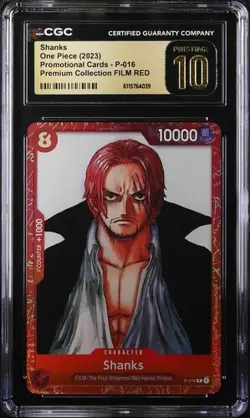 One Piece CCG Shanks FOIL P-016 Prem Collection FILM RED CGC 10 PristineGem Mint - Image 1