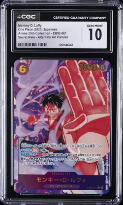 2025 ONE PIECE JPN #EB02-061 MONKEY D. LUFFY CGC 10 GEM MINT - Image 1