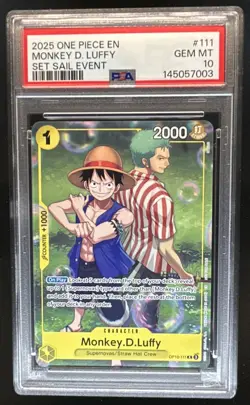 2025 One Piece Royal Blood Monkey.D.Luffy Rare Set Sail Event #OP10-111 PSA 10 - Image 1