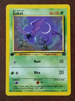 🔥🔥1st Edition Zubat Team Rocket Pokemon Card 70/82 Common LP #3🔥🔥 - Image 1