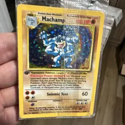 Rare New Factory Sealed 1st Edition Rare Holo Foil Machamp Pokemon Card 8/102 - Image 1