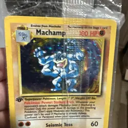 Rare New Factory Sealed 1st Edition Rare Holo Foil Machamp Pokemon Card 8/102 - Image 3