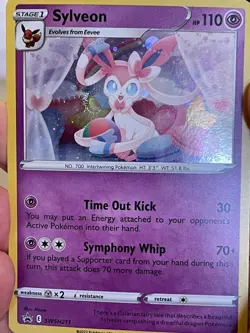 POKEMON SYLVEON SWSH211 PROMO BLACK STAR COSMOS HOLOFOIL WITH SWIRL NM CARD - Image 1