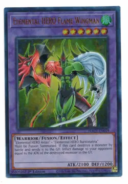 YuGiOh Card: Elemental HERO Flame Wingman HAC1-EN019 Ultra 1st Duel Terminal! NM - Image 1