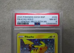 PSA GRADED 2020 Pokemon PIKACHU HOLO GENERAL MILLS Black Star Promo Card B - Image 2