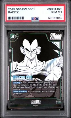 2025 DRAGON BALL SUPER CARD GAME FUSION WORLD MANGA BOOSTER 01 RADITZ PSA 10 - Image 1