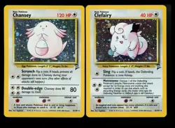 Chansey 3/130 Clefairy 6/130 Base Set 2 2000 Holo Vintage Pokemon Card Lot WOTC - Image 1