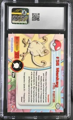 1999 Topps Pokemon Mankey #56 Series 1 - 56 Silver Foil HOLO Card 3rd Print - Image 2
