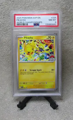 PSA GRADED 2025 Pokemon PIKACHU World Championships Black Star Promo Card #225 - Image 1