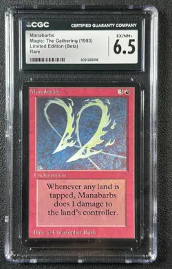 MANABARBS CGC 6.5 1993 MAGIC: THE GATHERING MTG BETA #NNO RARE 096 - Image 1