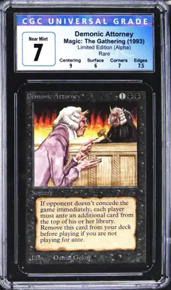 1993 MAGIC THE GATHERING LTD EDITION ALPHA DEMONIC ATTORNEY CGC 7 - Image 1