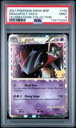 2021 POKEMON SWSH BLACK STAR PROMO CELEBRATIONS COLL #132 DRAGAPULT-HOLO PSA 9 - Image 1