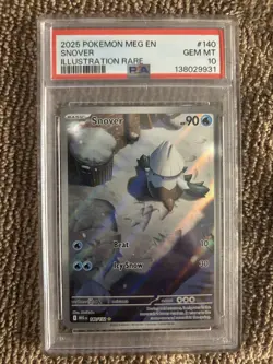 2025 POKEMON MEG EN-MEGA EVOLUTION ILLUSTRATION RARE #140 SNOVER PSA 10 - Image 1