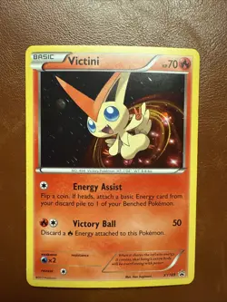 Victini XY189 Black Star Promo PERFECT SWIRL Holo NM Pokemon Card English - Image 1