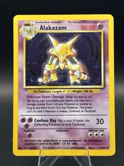 Pokemon TCG Alakazam Base Set Holo Card 1/102 Rare - Image 1