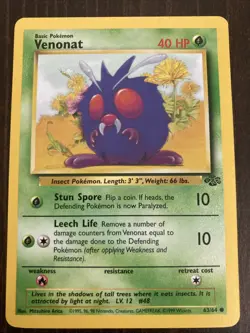 Venonat 63/64 Jungle Rare Vintage 1999 Pokemon Card - Image 1
