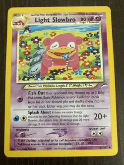 Light Slowbro 51/105 Neo Destiny Rare Vintage Pokemon Card Slow Bro - Image 1