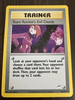 Team Rocket's Evil Deeds 103/105 Neo Destiny Rare Vintage Pokemon Card Rocket - Image 1