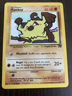 Mankey 61/82 Team Rocket Rare Vintage Pokemon Card Mankee Monkey - Image 1