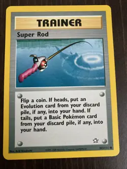 Super Rod 103/111 Neo Genesis Rare Vintage Pokemon Card Fishing Pole - Image 1