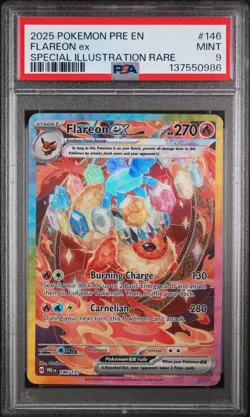2025 POKEMON PRISMATIC EVOLUTIONS SPECIAL ILLUSTRATION RARE FLAREON EX PSA 9 - Image 1