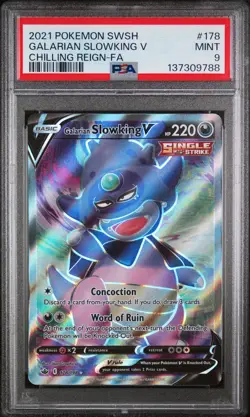 2021 POKEMON SWORD & SHIELD CHILLING REIGN FULL ART/GALARIAN SLOWKING V PSA 9 - Image 1