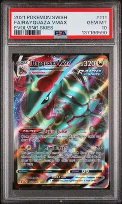 2021 POKEMON SWORD & SHIELD EVOLVING SKIES #111 FULL ART/RAYQUAZA VMAX PSA 10 - Image 1