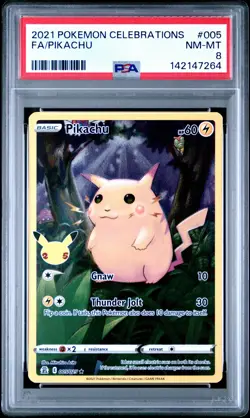2021 POKEMON CELEBRATIONS #005 FULL ART/PIKACHU PSA 8 - Image 1