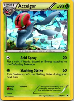 Pokemon Card - Accelgor - Cracked Ice Holo Promo (12/101) Noble Victories LP- - Image 1
