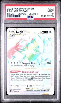 2022 POKEMON SWORD & SHIELD SILVER TEMPEST SECRET FULL ART/LUGIA VSTAR 202 PSA 9 - Image 2