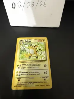 Pokemon TCG Raichu Base Set Holo Unlimited Rare Card 14/102 - Image 1